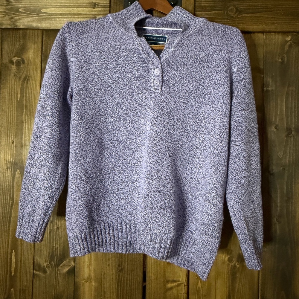 Karen Scott Lavender V-Neck Sweater